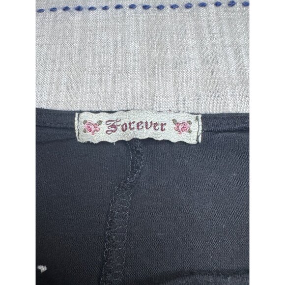 VTG Forever Womens Y2K Black Butterfly Silver Print Tunic Sz L Fairycore Boho - Picture 6 of 9